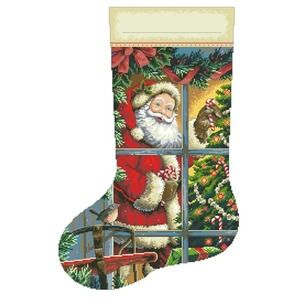 Christmas Candy Cane Santa Stocking Counted Cross Stitch Kit Snowflake